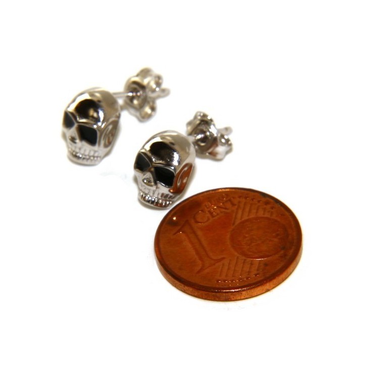 NLB|Stamped 925 silver : earrings casting small woman Man skulls