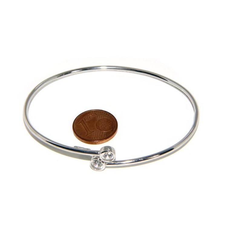 NLB|SILVER 925: Bracelet slave woman opened natural zircons shining white white