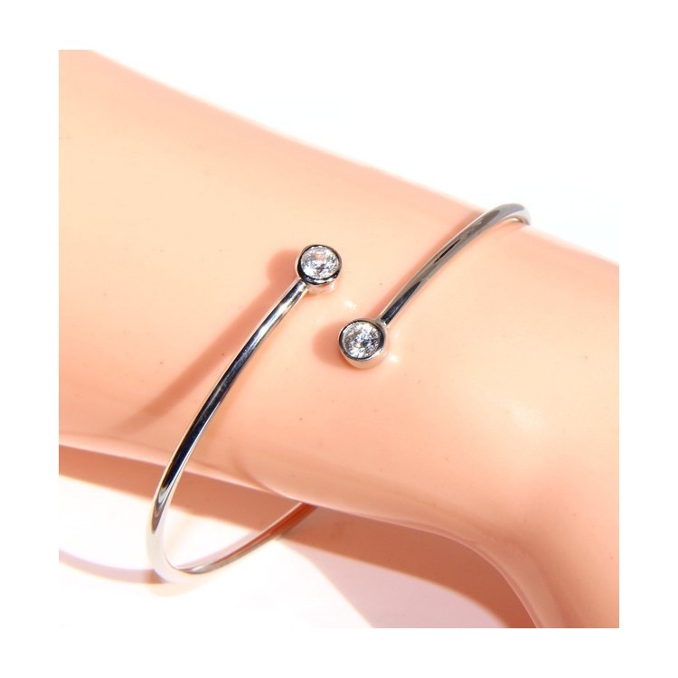 NLB|ARGENTO 925 : Bracciale donna schiava aperto zirconi naturali bianco bianchi brillante