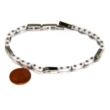 NLB|Bracelet man hypoallergenic ceramic white woman bolted