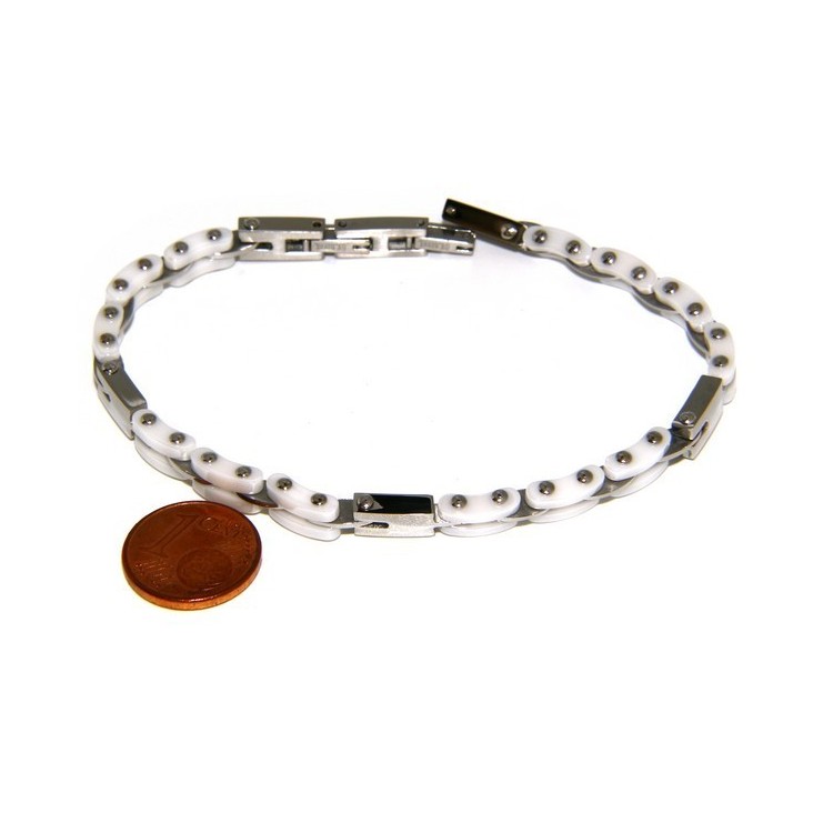 NLB|Bracelet man hypoallergenic ceramic white woman bolted