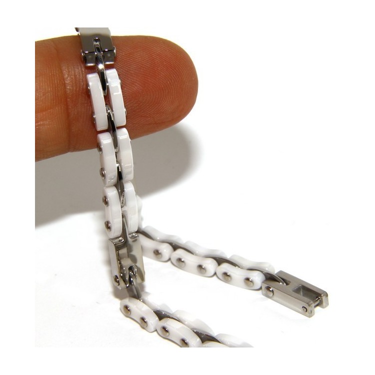 NLB|Bracelet man hypoallergenic ceramic white woman bolted