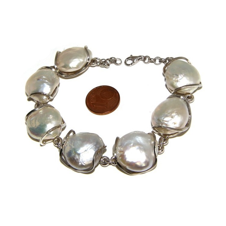 NLB|925: Women's Bracelet mega baroque natural pearls scaramazze