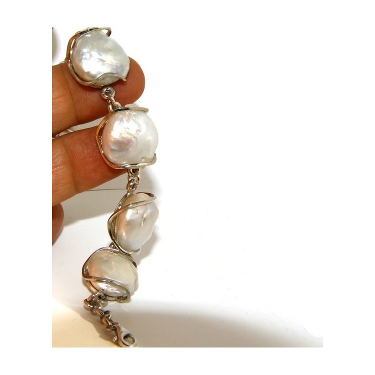 NLB|Argento 925 : Bracciale donna mega perle naturali barocche scaramazze