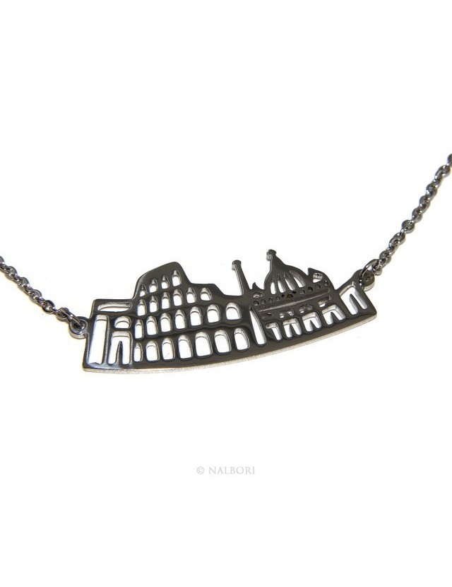 Steel: Exclusive necklace forzatina city skyline souvenirs of Italy Rome