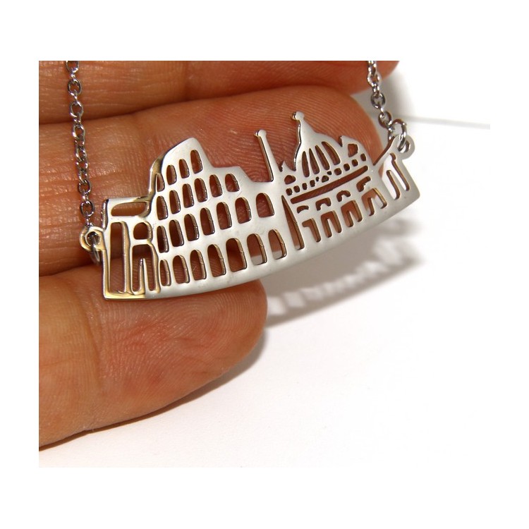 NLB|Steel: Exclusive necklace forzatina city skyline souvenirs of Italy Rome