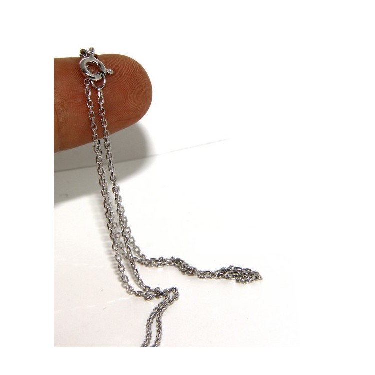 NLB|Girocollo catenina forzatina Diamantata 1mm ARGENTO 925 rodiato. cm 45 o 50 per uomo e donna