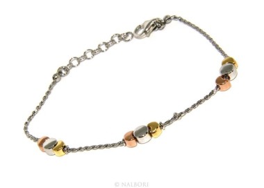NLB|925: woman bracelet with rope drive and moons rhodium-plated white gold pink yellow 3 colors.