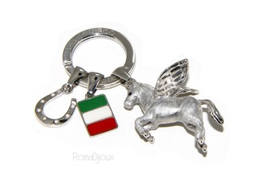 NLB|Portachiavi uomo o donna KeyRing rana frog smalto a fuoco realizzato a mano , tutto Argento 925 17,80 gr - amuleto