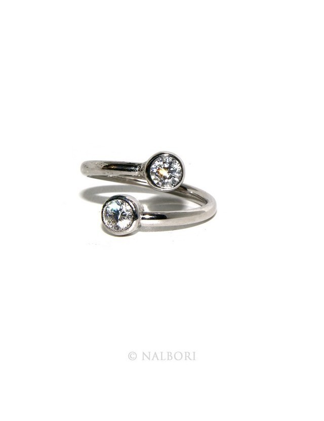 925: Adjustable contrary ring with natural zircon 4 mm white color even finger for phalanx 925: Adjustable contrary ring with natural zircon 4 mm white color even finger for phalanx