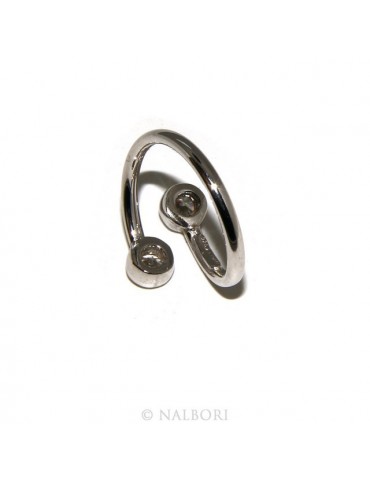 925: Adjustable contrary ring with natural zircon 4 mm white color even finger for phalanx