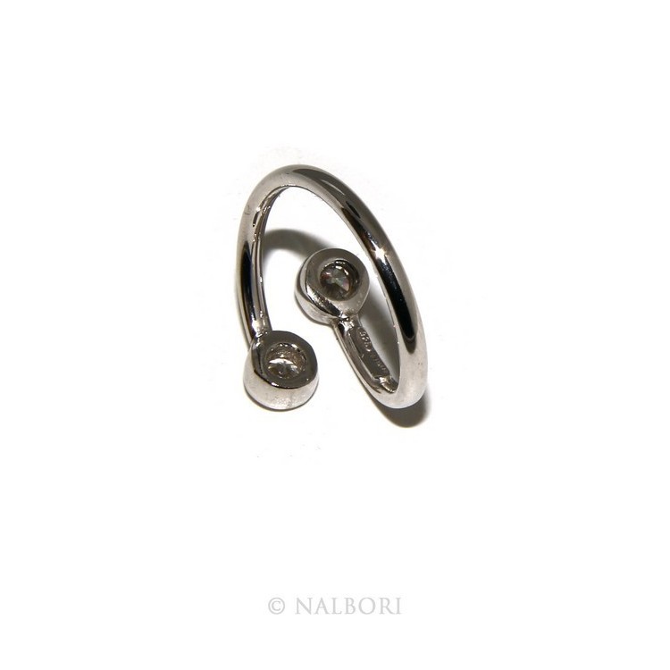 NLB|925: Adjustable contrary ring with natural zircon 4 mm white color even finger for phalanx