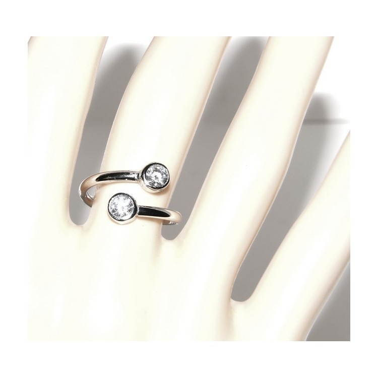 NLB|925: Adjustable contrary ring with natural zircon 4 mm white color even finger for phalanx