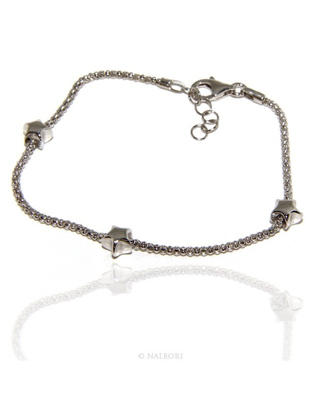 Argento 925 : Bracciale donna pop corn con stella stellina 17 - 19 cm Argento 925 : Bracciale donna pop corn con stella stellina 17 - 19 cm