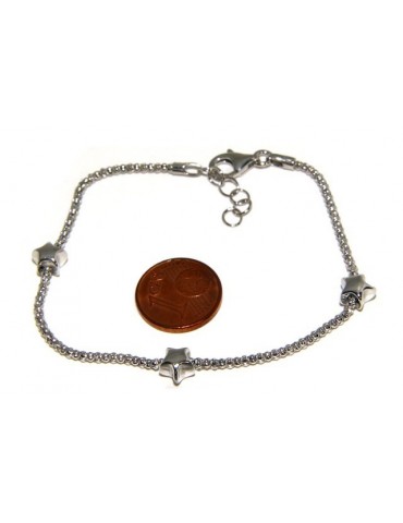 Argento 925 : Bracciale donna pop corn con stella stellina 17 - 19 cm