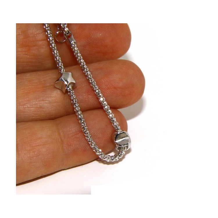 NLB|925: popcorn woman bracelet with star  17-19 cm