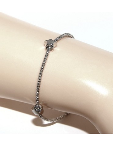 Argento 925 : Bracciale donna pop corn con stella stellina 17 - 19 cm