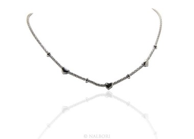 NLB|Argento 925 : Collana donna pop corn con cuore cuori e rondelle 43-45 cm