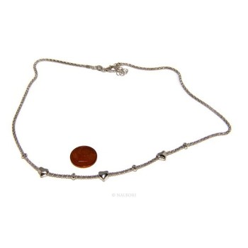 NLB|925: popcorn Ladies necklace with heart hearts and washers 43-45 cm