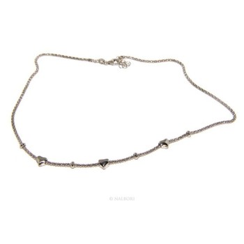 NLB|925: popcorn Ladies necklace with heart hearts and washers 43-45 cm
