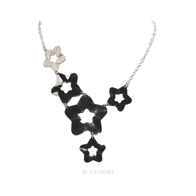 NLB|925: Women's Necklace with a shower of stars asymmetrical 45 cm adjustable