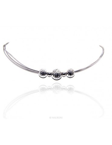 925: Women's Necklace 3-wire with omega ball diamond in shade