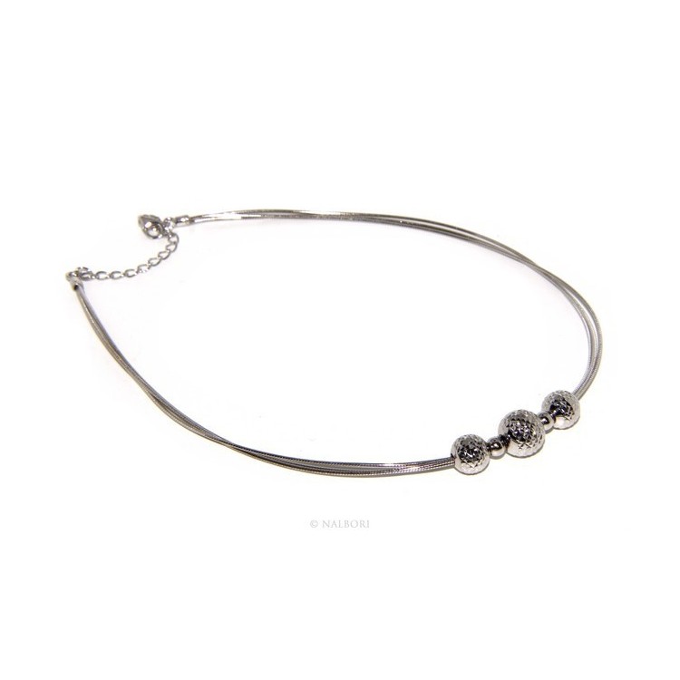 NLB|925: Women's Necklace 3-wire with omega ball diamond in shade