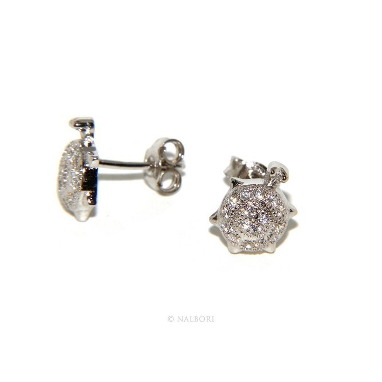 NLB|925: pair of turtle woman earrings zirconia mircosetting