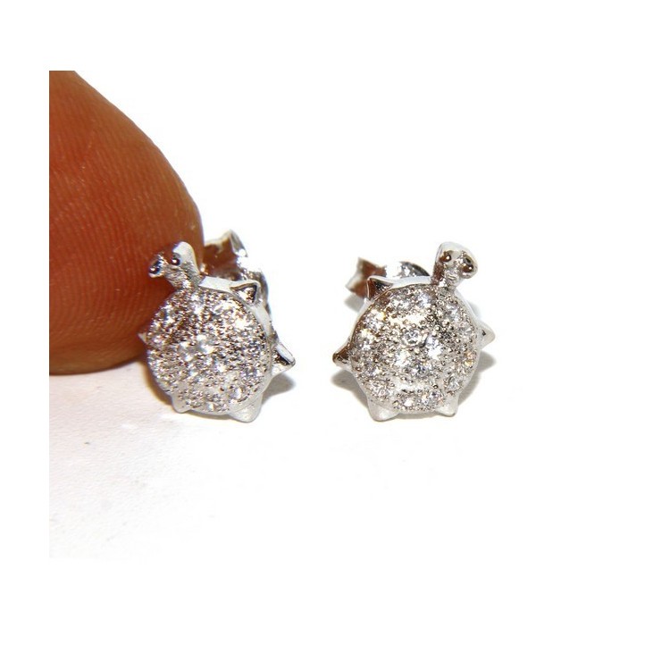 NLB|Argento 925 : coppia di orecchini donna tartaruga pavè zirconi mircosetting