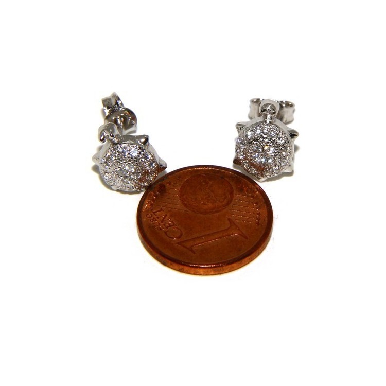 NLB|925: pair of turtle woman earrings zirconia mircosetting
