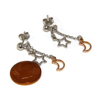 NLB|925: earrings with rolo chain 'ball pendant star rose moon