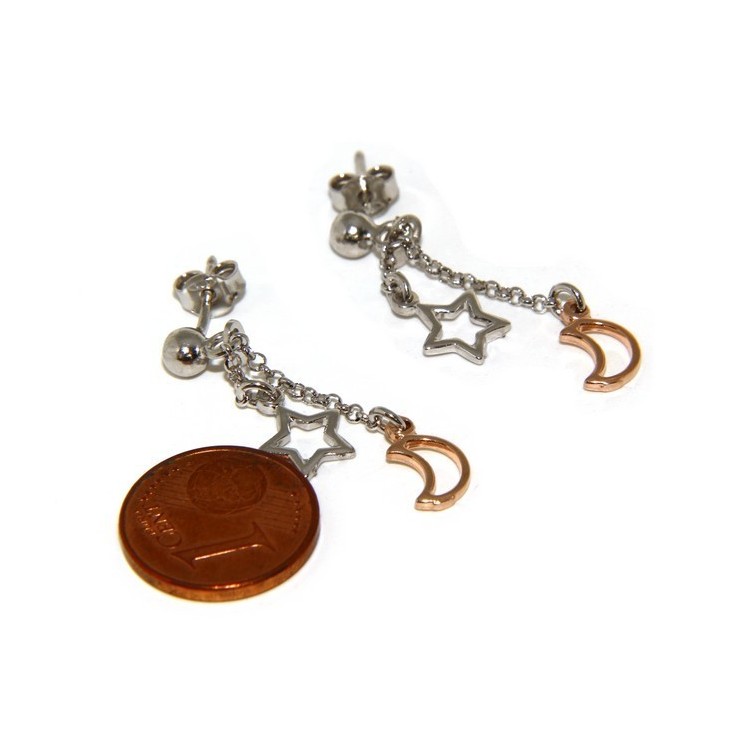 NLB|925: earrings with rolo chain 'ball pendant star rose moon