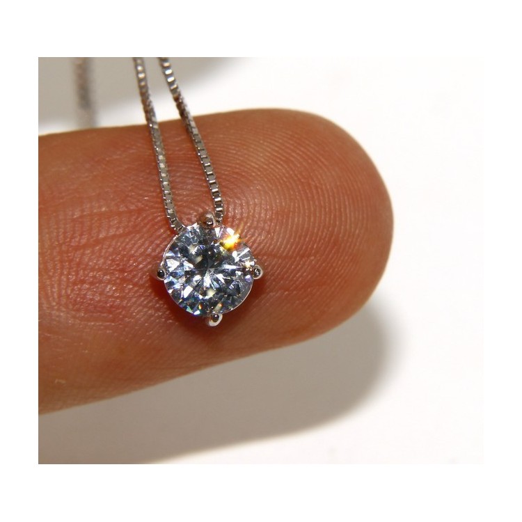 NLB|Argento 925 : Collana Collier donna pendente passante punto luce griffe 6 mm
