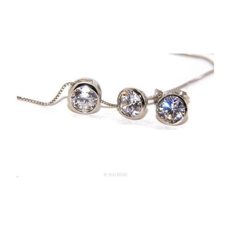 NLB|silver 925 : set earrings and chain 6 mm