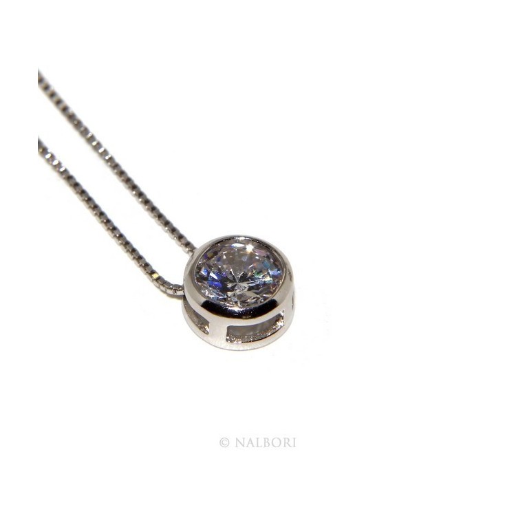 NLB|Argento 925 : Parure cipollino 6 mm punto luce con zircone. Catena veneziana ciondolo passante e Orecchini abbinati