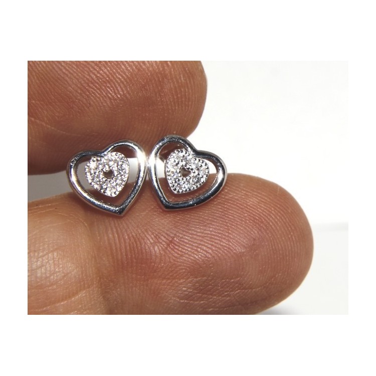 NLB|925: double heart earrings light point woman pave zircon White