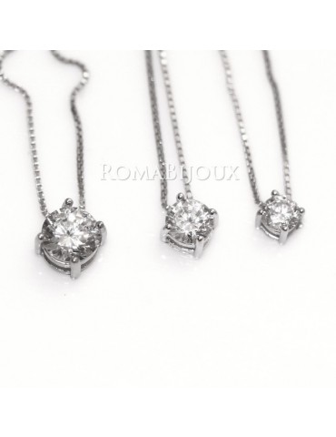 Argento 925 : Collana Collier uomo donna punto luce brillante zircone bianco 4mm