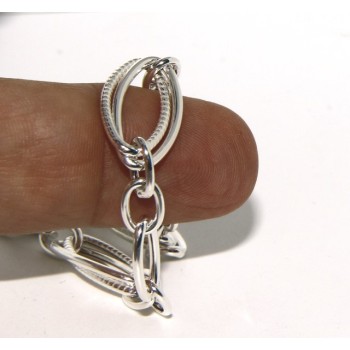 NLB|Woman bracelet in 925 sterling silver rhodium not, oval Glazed and smooth 18,50 cm