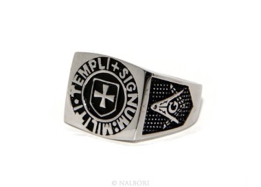 NLB|Ring Silver 925 Rectangular seal black gold shield man