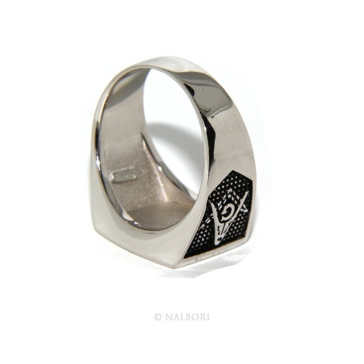 NLB|Ring Silver 925 Rectangular seal black gold shield man