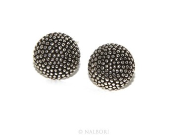 NLB|925: pair of man half sphere woman earrings studded processing Sardinian type 12