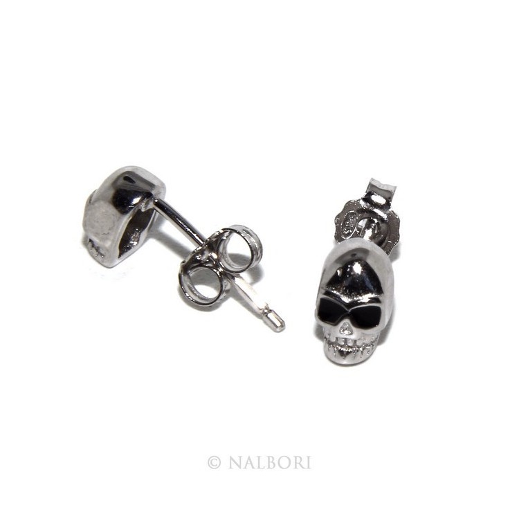 NLB|925: pair of tiny woman Man skulls casting earrings