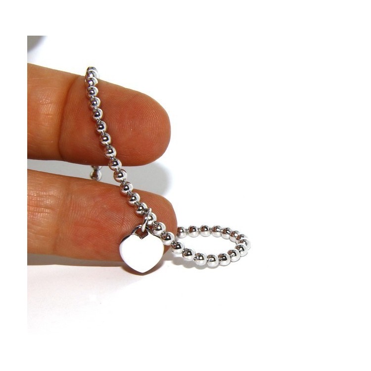 NLB|Bracelet in 925 sterling silver pendant woman balls with smooth heart pendant
