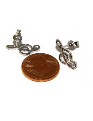stamped 925:  treble clef,  earrings woman zk stones white color