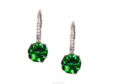 NLB|925: earrings zircon   light point woman green emerald brilliant 8mm nun Safety