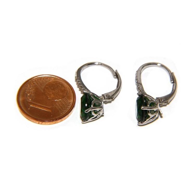 NLB|925: earrings zircon   light point woman green emerald brilliant 8mm nun Safety
