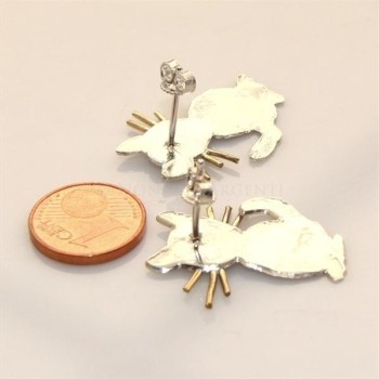 NLB|argento 925 : orecchini GATTO gattini donna HAND MADE Massiccio argento 925 baffi lam oro