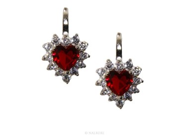 NLB|925: earrings woman point light blue sapphire  zircon white heart nun Safety