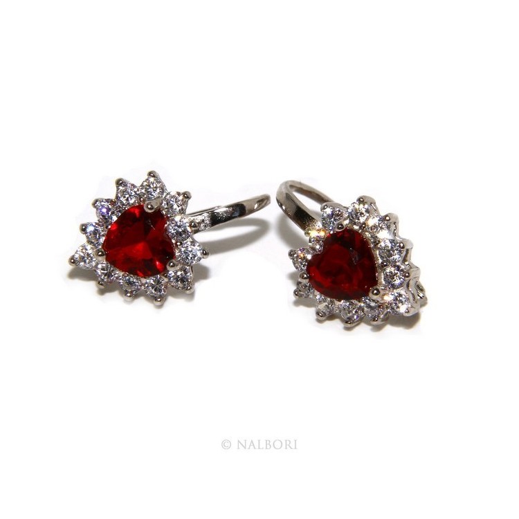 NLB|925: earrings woman point light blue sapphire  zircon white heart nun Safety