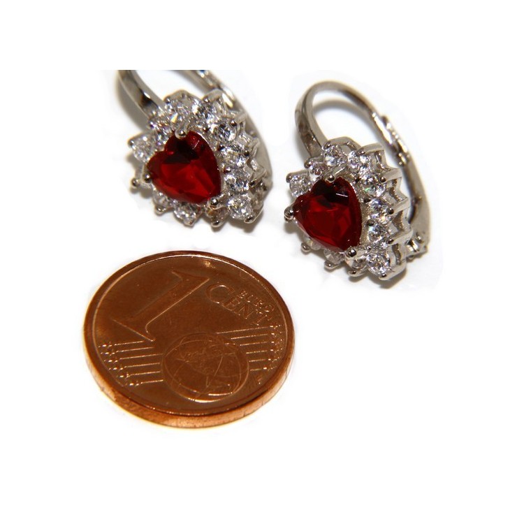NLB|925: earrings woman point light blue sapphire  zircon white heart nun Safety